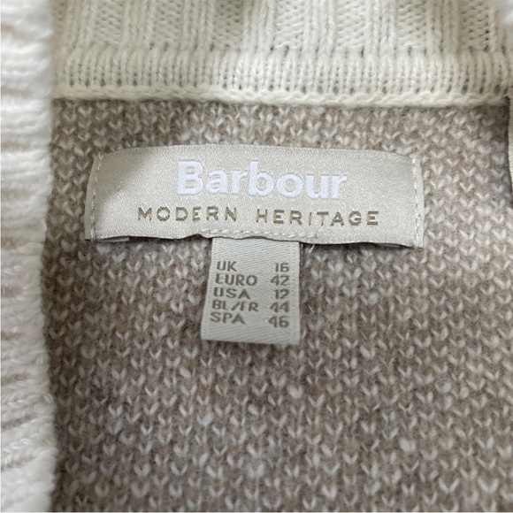 Barbour Womens Deanna Knitted Jumper Sweater Winter White Tartan Size 12 Wool - Picture 6 of 7